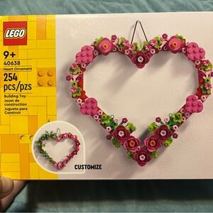 LEGO Floral Heart Ornament with Pink and Green